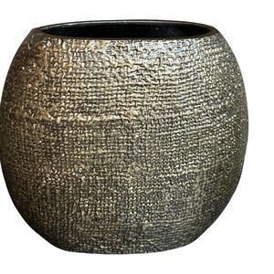 Crate and Barrel Egan vase- handcrafted in India, aluminum antique brass finish